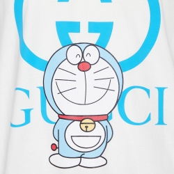 Pre Owned Gucci X Doraemon White Printed Cotton Crewneck Oversized T-Shirt L