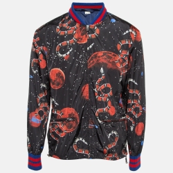 Gucci Black Printed Synthetic Zip-Up Jacket L