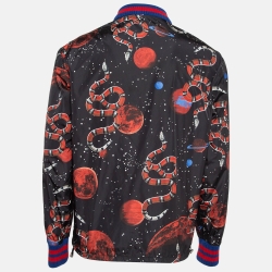 Gucci Black Printed Synthetic Zip-Up Jacket L
