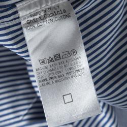 Gucci Blue and White Striped Cotton Logo Embroidered Pocket Detail Slim Fit Shirt 4XL