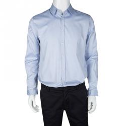 Gucci Blue Cotton Floral Printed Silk Back Yoke Detail Duke Shirt M