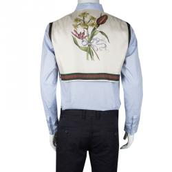 Gucci Blue Cotton Floral Printed Silk Back Yoke Detail Duke Shirt M