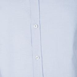 Gucci Blue Cotton Floral Printed Silk Back Yoke Detail Duke Shirt M