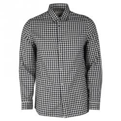 Gucci Monochrome Gingham Checked Cotton Long Sleeve Button Front Shirt M