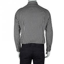 Gucci Monochrome Gingham Checked Cotton Long Sleeve Button Front Shirt M