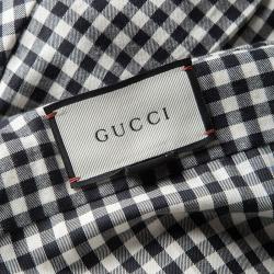 Gucci Monochrome Gingham Checked Cotton Long Sleeve Button Front Shirt M