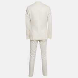 Pre Owned Gucci White Textured Cotton Regular Fit Suit XL