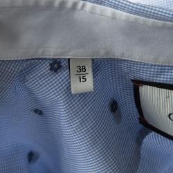 Gucci Blue Checked Floral Printed Cotton Long Sleeve Cambridge Shirt S