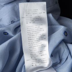Gucci Blue Checked Floral Printed Cotton Long Sleeve Cambridge Shirt S