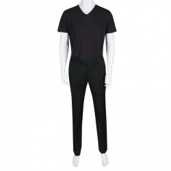 Gucci Black Wool Tailored Regular Fit Trousers M 