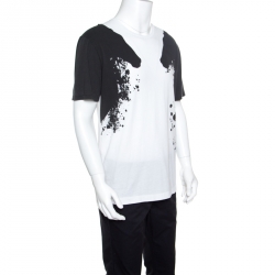 Gucci Monochrome Paint Splatter Printed Cotton Jersey T-Shirt  L