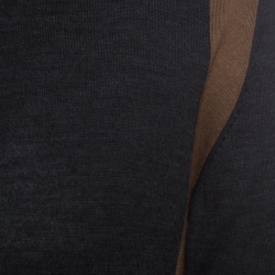 Gucci Dark Grey Wool and Cashmere Blend Button Front Colorblock Cardigan M