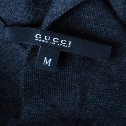 Gucci Dark Grey Wool and Cashmere Blend Button Front Colorblock Cardigan M