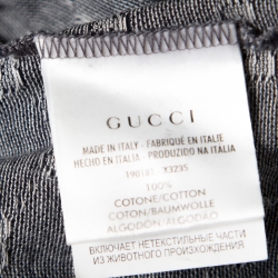 Gucci Navy Blue and White Monogram Jacquard Knit Polo T-Shirt L