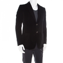 Gucci Black Cotton Patch Pocket Detail Tailored Corduroy Blazer L
