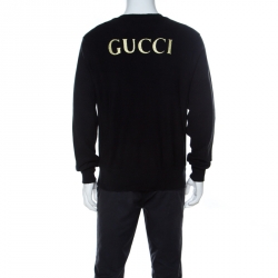 Gucci Black AC/DC print Jersey Sweatshirt S