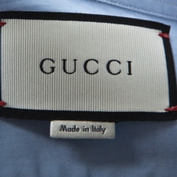 Pre Owned  قميص غوتشي فيل كوب دوك فيل قطن أزرق فاتح XL