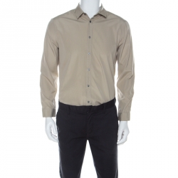 Gucci Beige Cotton Long Sleeve Button Down Cambridge Shirt L
