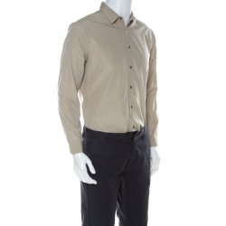 Gucci Beige Cotton Long Sleeve Button Down Cambridge Shirt L