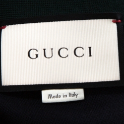 Gucci Ink Blue Wool Web Stripe Detail Open Front Cardigan XL