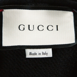 Pre Owned Gucci Black Mouth Print Cotton Hooded Sweatshirt M