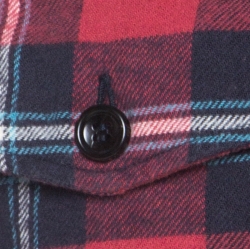 Gucci Red and Navy Blue Plaid Flannel Embroidered Oversized Shirt M 