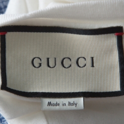 Gucci White Logo Print Cotton Dragon Embroidered Long Sleeve T-Shirt M