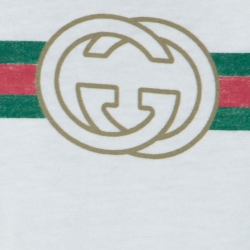 Gucci White Logo Print Cotton Dragon Embroidered Long Sleeve T-Shirt M