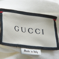 Gucci White Logo Print Cotton Dragon Embroidered Long Sleeve T-Shirt M