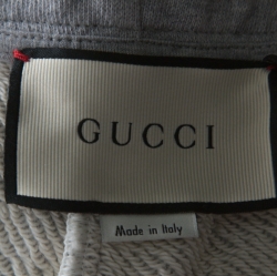 Gucci Grey Cotton Logo Print Loopback Wide Leg Drawstring Shorts S 