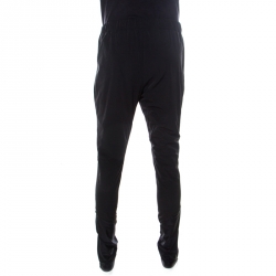 Gucci Black Synthetic Tech Web Stripe Sweatpants M