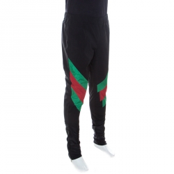 Gucci Black Synthetic Tech Web Stripe Sweatpants M