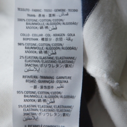 Gucci Navy Blue and White Striped Cotton Appliqued Long Sleeve Polo T-Shirt M