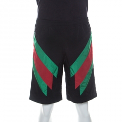 Gucci Black Synthetic Tech Web Stripe Drawstring Shorts S