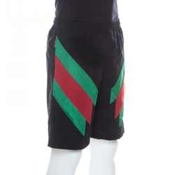 Gucci Black Synthetic Tech Web Stripe Drawstring Shorts S