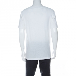 Pre Owned Gucci White Cotton Faded Logo Printed T-Shirt M