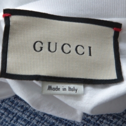Pre Owned Gucci White Cotton Faded Logo Printed T-Shirt M