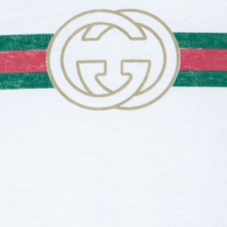Gucci White Cotton Washed Out Logo Print T-Shirt M