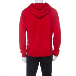Gucci Red Cotton Jersey Donald Duck Distressed Detail Hoodie S