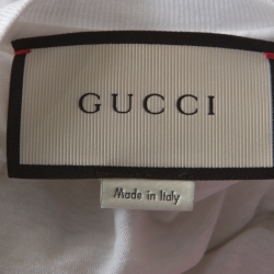 Gucci White Cotton Washed Out Logo Print T-Shirt L