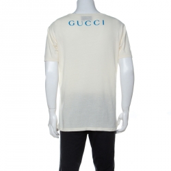 Gucci Cream Paramount Logo Print Cotton T-Shirt M