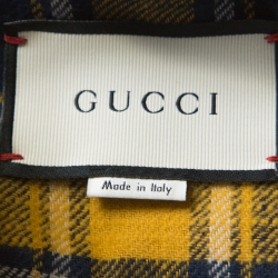 Gucci Yellow and Blue Cotton Flannel Wolf Embroidered Shirt L