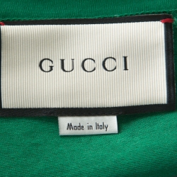 Gucci Green Printed Cotton  Omnia Vincit Amour T-Shirt M