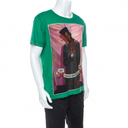 Gucci Green Printed Cotton  Omnia Vincit Amour T-Shirt M