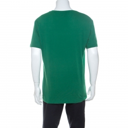 Gucci Green Baby Logo Print Cotton Distressed Detail T-Shirt M