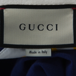 Gucci Navy Blue and White Striped Cotton Long Sleeve Polo T Shirt M