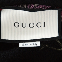 Gucci Black Cotton Floral Embroidered Hoodie L