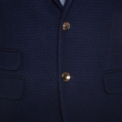 Gucci Navy Blue Wool Knit Regular Fit Blazer M