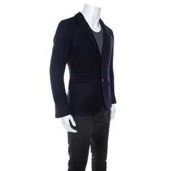 Gucci Navy Blue Wool Knit Regular Fit Blazer M