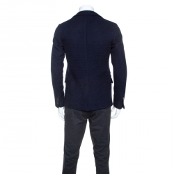 Gucci Navy Blue Wool Knit Regular Fit Blazer M